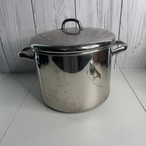 Vintage Revere Ware 2070 10 Qt Stainless Steel Stock Pot And Lid